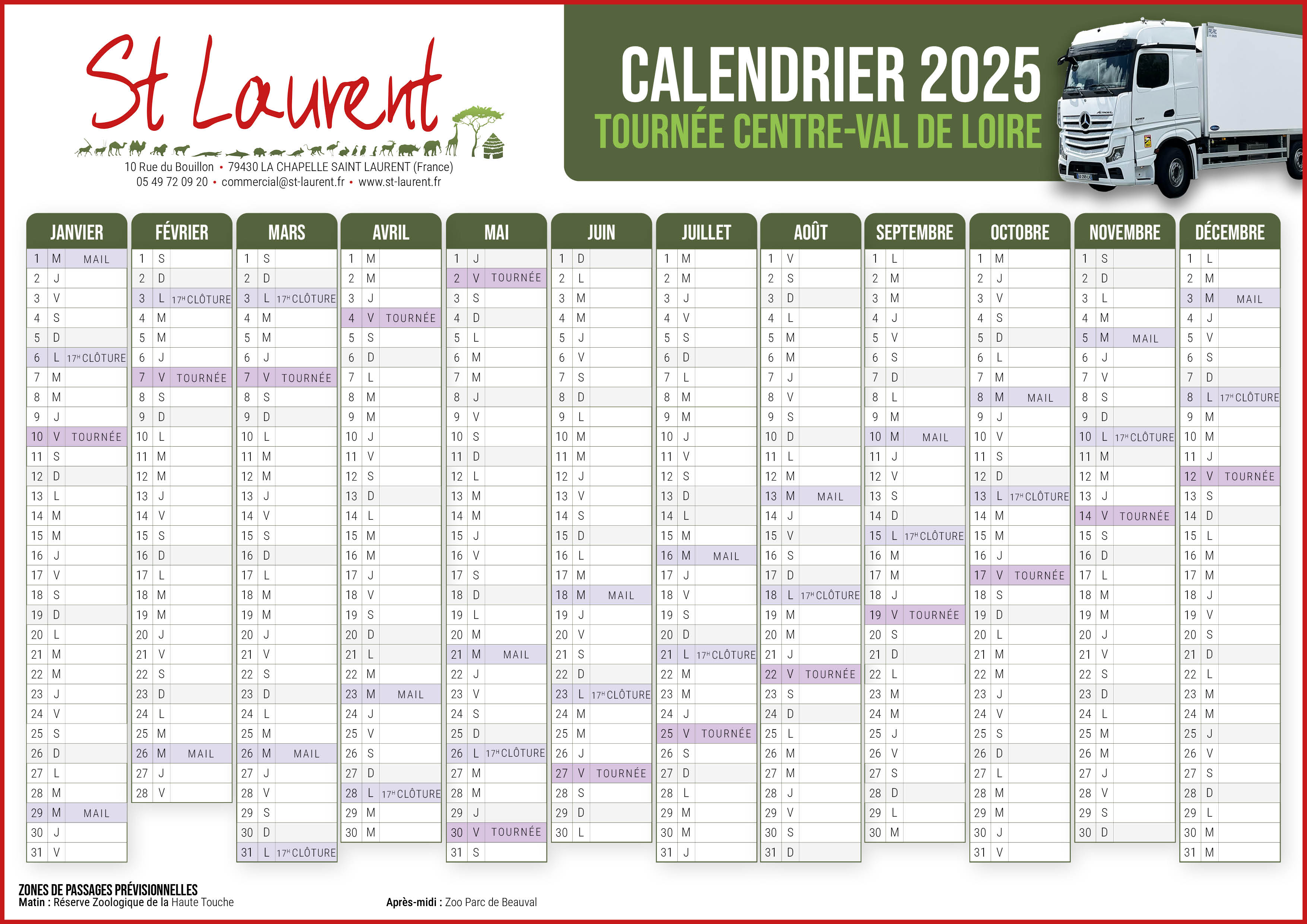 Calendrier tournée Centre-Val de Loire 2025